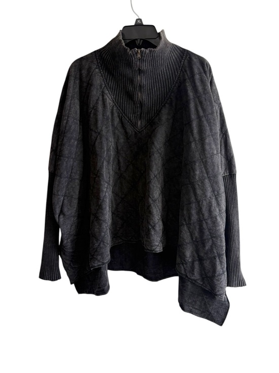 Fp One Tops - Free People FP One Gray Size Medium Shiloh Quilted 1/4 Zip Sweatshirt Baggy Boho
